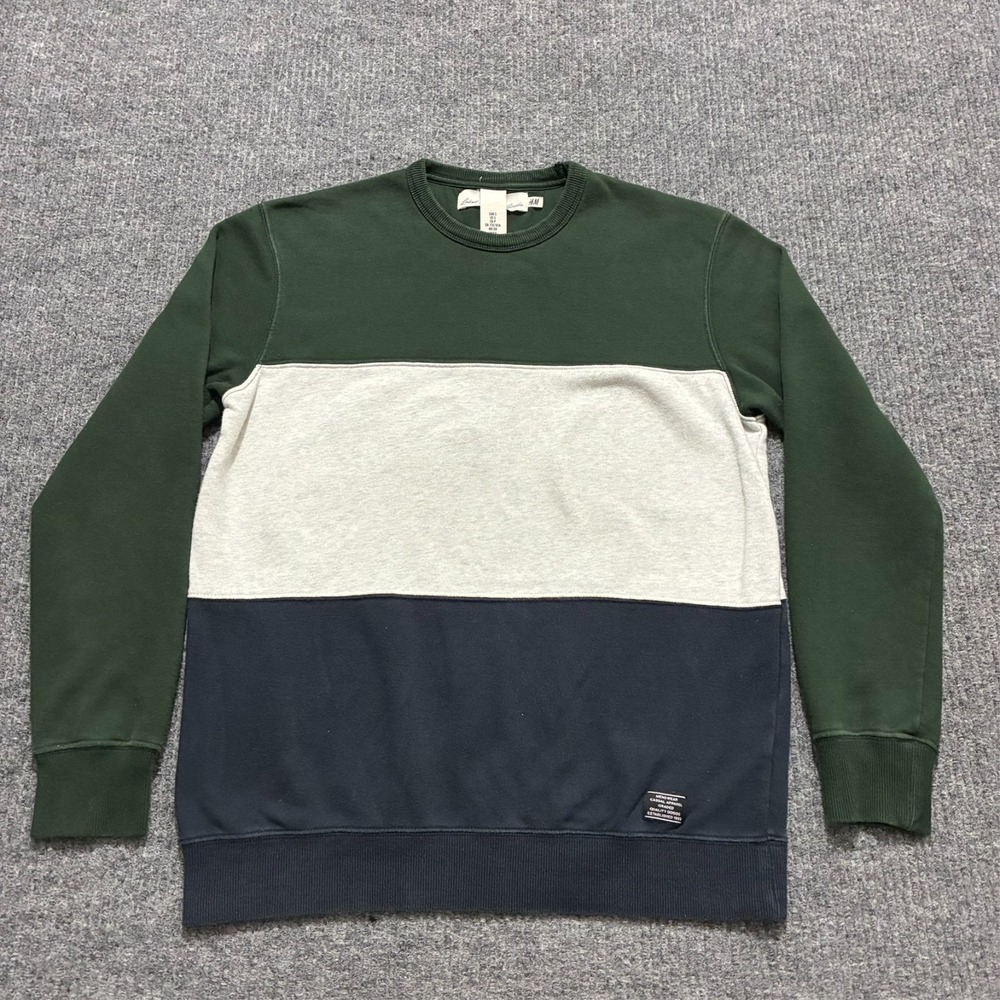 H&M L.O.G.G. Mens‎ Pullover Sweatshirt Size S Colorblock Crew Neck Long Sleeve